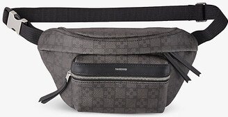 Mens Noir / Gris Log-print Coated-canvas Belt bag