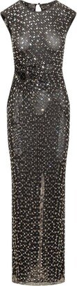 Cut-Out Detailed Embellished Sleeveless Dress