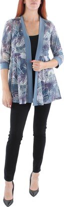 Petites Womens Mesh Printed Duster Blazer-AF