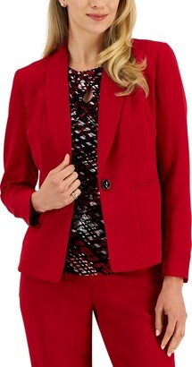 Petite One-Button Stretch Crepe Blazer