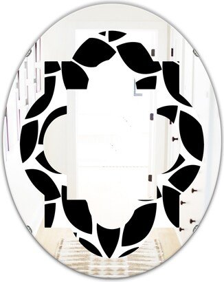 Designart 'Monochrome Geometric Pattern XII' Printed Modern Round or Oval Wall Mirror - Quatrefoil