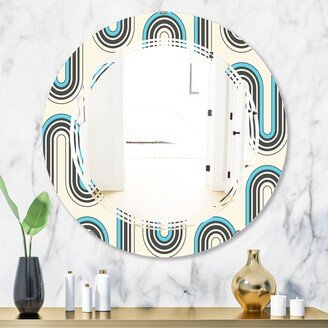 Designart 'Retro Geometrical Abstract Minimal Pattern IV' Printed Modern Round or Oval Wall Mirror - Triple C