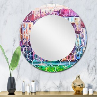 Designart 'Street With Colorful Old Homes' Printed Modern Wall Mirror