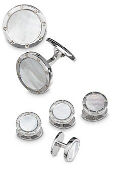 Sterling Silver & Mother-of-Pearl Round Stud Set