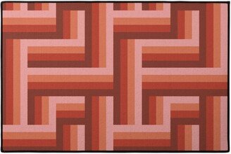 Door Mats: Retro Lattice - Mauve Multi Door Mat, Red