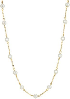 Women's Gold Tone Imitation Pearl Chain Necklace