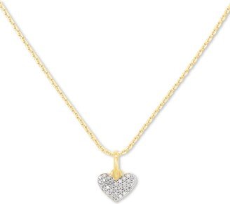 Ari Pave Heart 18k Yellow Gold Vermeil Charm Necklace in White Diamond