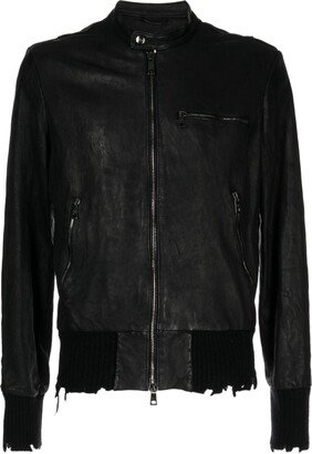 Distressed-Finish Leather Jacket