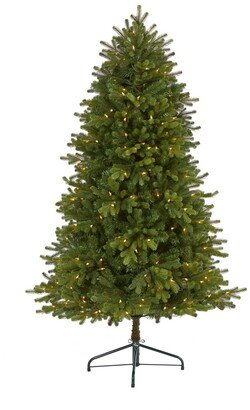 5.Washington Fir Artificial Christmas Tree with 300 Clear Lights and 672 Bendable Branches