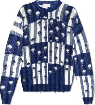 Shibori Distressed Crewneck Long-Sleeved Jumper-AA