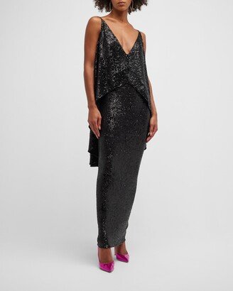 Gwenda Sequin Ruffle Maxi Dress