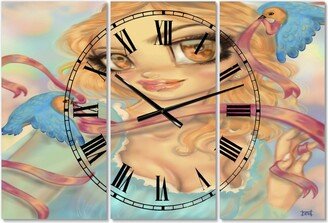 Designart Cinderella Oversized Modern 3 Panels Wall Clock - 38 x 38 x 1