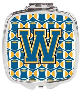 CJ1077-WSCM Letter W Football Blue & Gold Compact Mirror, 3 x 0.3 x 2.75 in.