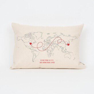 Personalized World Map Pillow, Long Distance Gift, Travel Map, Relationship, Deployment Going Away Gift