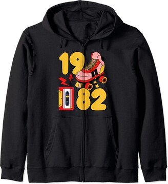 1982 Birth Year Nostalgic Birthday I Miss The 80s Nostalgic Birthday 1982 Birth Year Old School Zip Hoodie