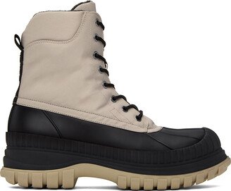 Beige & Black Outdoor Boots