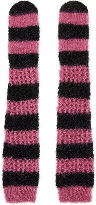 Pink & Black Stripped Gloves