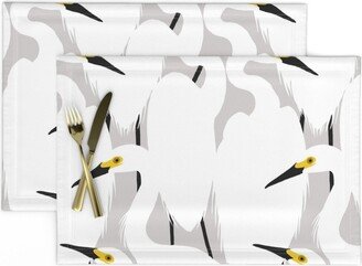 Snowy Egret Placemats | Set Of 2 - 12 By Nadinewestcott Bird White Nature Wildlife Cloth Spoonflower