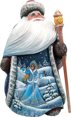 G.DeBrekht Woodcarved Hand Painted Yuletide Snow Maiden Figurine