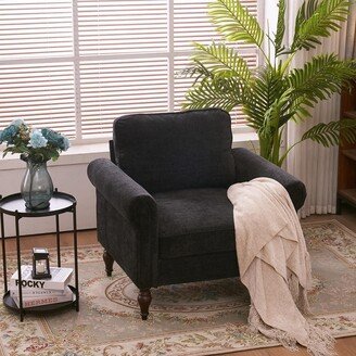 Snake River Décor Modern Gourd Foot Accent Single Upholstered Armchair Black - 33 x 34.65