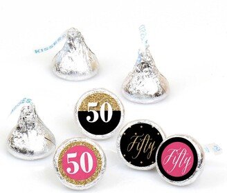 Big Dot Of Happiness Chic 50th Birthday Black Gold Round Candy Sticker Favors (1 sheet of 108)