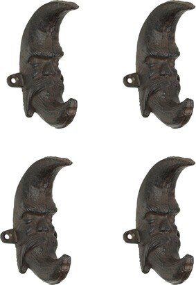 Upper Deck LTD Brown Cast Iron Moon Face Wall Hook Towel Hanger