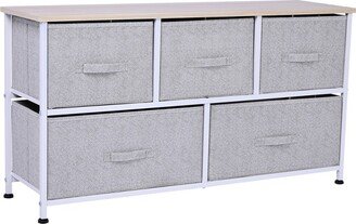 HOMCOM 40 L 5 Drawer Horizontal Storage Cube Dresser Unit Bedroom Organizer Livingroom Shelf Tower with Fabric Bins