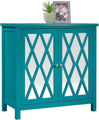 Harbor View 2 Door Geometric Accent Storage Cabinet - Caribbean Blue