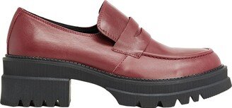 Leather Chunky Penny Loafers Loafers Burgundy