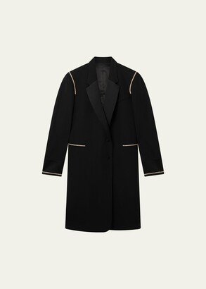 Contrast-Stitch Wool Evening Coat