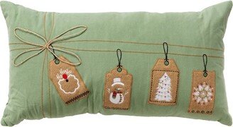 14x26 Oversized Holiday Icon Lumbar Throw Pillow Cover Green