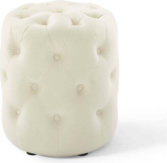 Amour Tufted Button Round Performance Velvet Ottoman