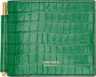 Green Croc-Embossed Money Clip