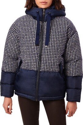 Houndstooth Hooded Puffer Jacket