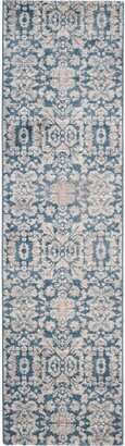 Sofia SOF381 Power Loomed Area Rug - Blue/Beige - 2'2x12'