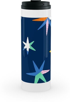 Travel Mugs: Modern Starry Sky - Blue Stainless Mug, White, 16Oz, Blue