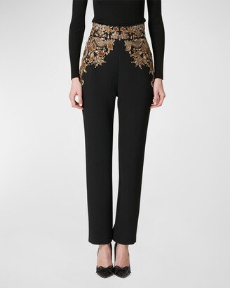 Embellished Straight-Leg Skinny Trousers