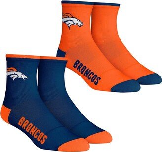 Men's Rock 'Em Socks Denver Broncos Core Team 2-Pack Quarter Length Sock Set