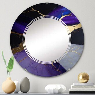 Designart 'Abstract Geode Purple II' Printed Abstract Marble Wall Mirror