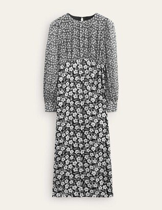Contrasting Midi Tea Dress