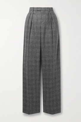 Alphonse Pleated Houndstooth Wool-blend Straight-leg Pants - Gray