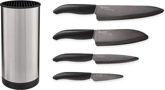Universal Black Blade Ceramic Knife Block Set, Stainless Block