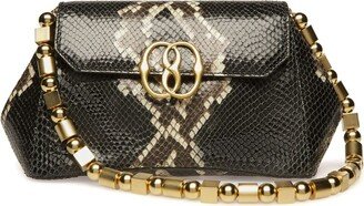 Snakeskin-Effect Logo Clutch Bag