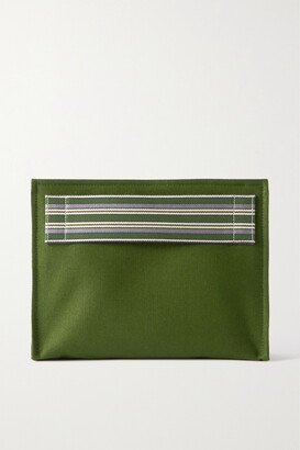 Suitcase Striped Cotton And Linen-blend Canvas Clutch - Green