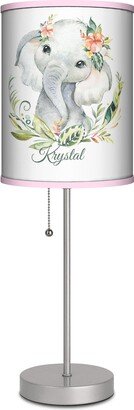 Nursery Lamp Baby Elephant Table For Little Girls Decor - Custom Name Lampshade Bedside Night Light