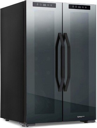 Shadow Series Wine and Beverage Cooler 12 Bottles & 39 Cans Dual Zone Wine Refrigerator, Freestanding Combination Fridge