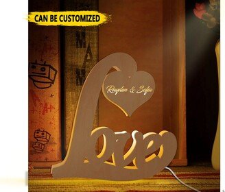 Love Wood Light, Custom Name Night Personalized Letter Wooden Engraved Night, Heart Led Lights