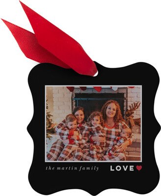 Ornaments: Modern Love Heart Metal Ornament, Black, Square Bracket