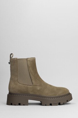 Genesis Stu Combat Boots In Taupe Suede