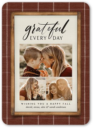 Thanksgiving Cards: Grateful Everyday Fall Greeting, Brown, 5X7, Standard Smooth Cardstock, Rounded